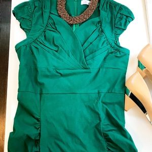 Rouched green midi dress